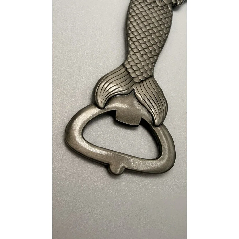 Vintage Mermaid Bottle Opener Pewter Style Nautical Bar Tool 4.5” Coastal Decor